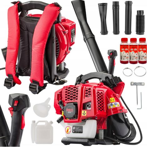 RED TECHNIC Benzin Laubbläser 3,8 PS 2-Takt-Motor Bedienelement am Handgriff Laubgebläse Rückentragbar Rückenlaubbläser Laubsauger Laubsammler