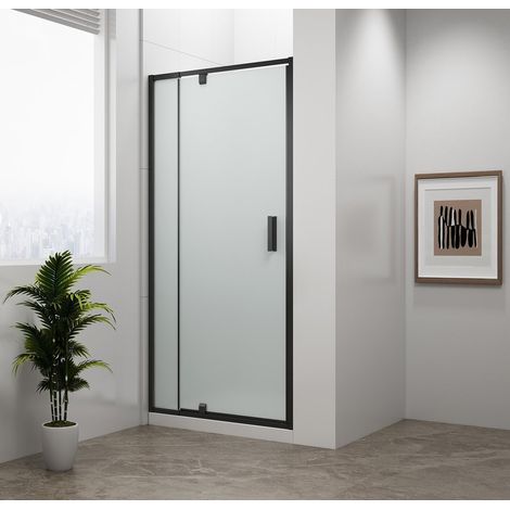 Portes de douche pivotantes EASY BLACK 760-900mm, verre Brick (1/5)
