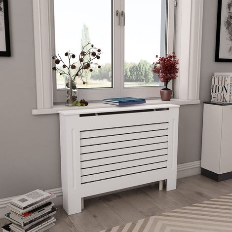 Cache radiateur Pièce Radiateur - Blanc 112x19x81,5 cm MDF BV521034 - BonneVie (1/5)