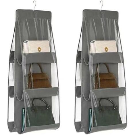 2 Pcs Rangement Sacs à Main Organisateur de Sacs Pliable Sac de Rangement Suspendu pour Sacs à Main (Gris) (1/4)