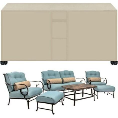 Rechteckige Gartenmöbelabdeckung 213x132x74cm, XU, Schutzhülle für Gartenmöbel, 420D Oxford-Gewebe, winddicht, regendicht, UV-beständig, reißfest (Beige) - (1/4)