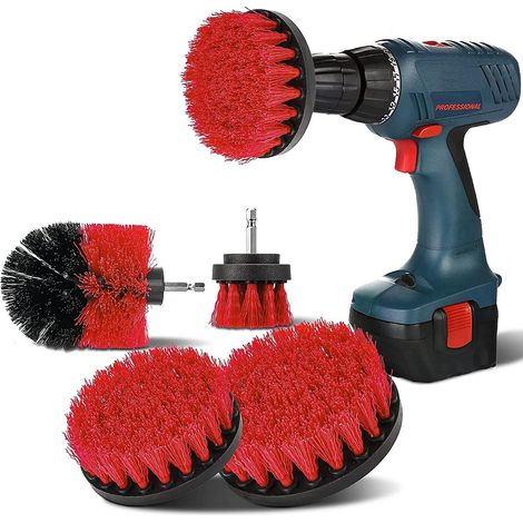 Lot de 4 brosses de nettoyage pour perceuse, brosses rotatives de 2, 3,5, 4 et 5 pouces pour perceuse électrique (taille moyenne). (1/5)