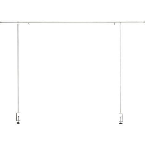 Holdfiturn Tall Over Table Rod Stand with Clamps Adjustable 135-250cm Metal Table Arch Stand Table Clamp Stand Hanging Rail - Party Stands for Decorations, Wedding Anniversary White (1/5)