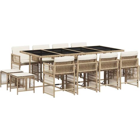 Maison Exclusive - Set comedor de jardín con cojines 13 pzas ratá