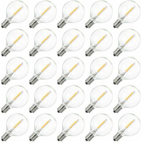 G40 E12 LED bulb warm white 2200K – IP44 water resistant – 0.6W – 360° – Set of 25 bulbs for interior and exterior decoration – AC230V (1/5)