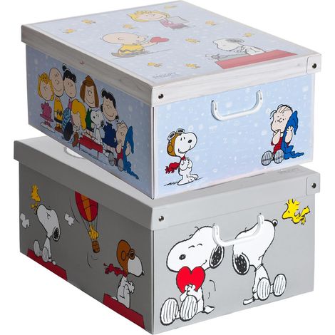 Lot de 2 boîtes de Rangement en Carton, avec Couvercle, pour Ranger, boîtes Cadeau, 39x50x24 cm Snoopy Mix, Couleur 4 (1/5)