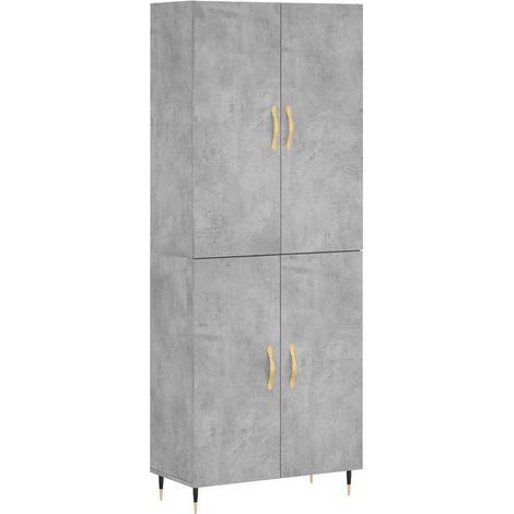 Maison Exclusive - Buffet haut Gris béton 69,5x34x180 cm Bois d'ingénierie (1/5)