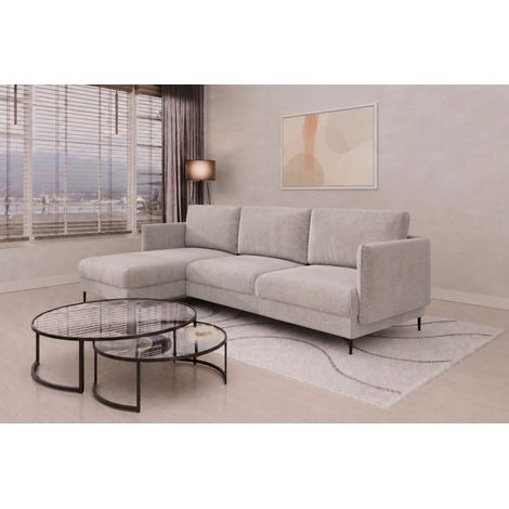 Ecksofa Designersofa HELMER Stoff Vibe Grau Ottomane Links