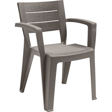 Dmora - Sedia da esterno Camogli, Seggiola da giardino, Seduta outdoor multiuso, Panchina da giardino, Made in Italy, 60x58 h79 cm, Tortora