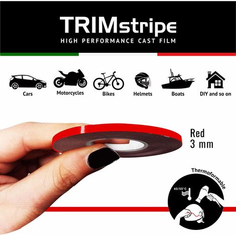Trim Stripe Strisce Adesive per Auto, Rosso - Dimensione: 3 MM X 10 MT
