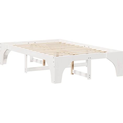 Lit double,Lit adulte,Cadre de lit surélevé Blanc 140 x 190 cm Bois massif en pin CFW4096563 (1/5)
