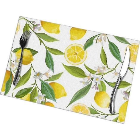 nappes à motifs citron et fleurs pour la table à manger (accessoires de cuisine) (1/5)