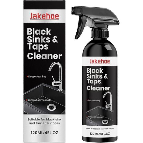 Spray nettoyant pour éviers et robinets noirs, 120 ml, détartrant pour robinets noirs et éviers en céramique, nettoyage en profondeur, élimination des taches de calcaire (1 pièce) (1/5)