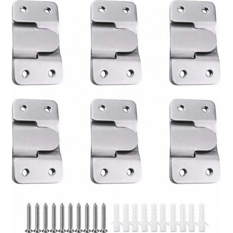 6 Pairs [12 Pack] Concealed Mounting Bracket Embedded Interlocking Hanging Buckle Stainless Steel Wall Hardware for Hanging Picture Mirror Frame Backsplash Furniture (1/5)