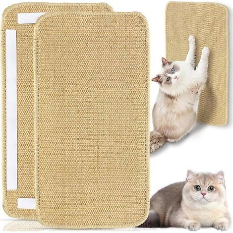 Natürliche Sisal-Katzenkratzmatte, 50 x 25 cm, rutschfeste horizontale Kratzunterlage für Katzen, Toilettenmatte