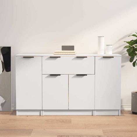 Buffets 3 pcs - Armoire de rangement Enfilade Blanc Bois d'ingénierie BV514121 - BonneVie (1/5)