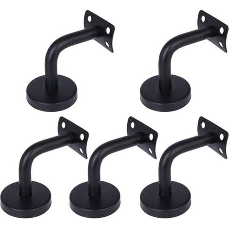 Ecleanfy - Supports de main courante noirs (lot de 5), accessoires pour rampe d'escalier en acier inoxydable (1/5)