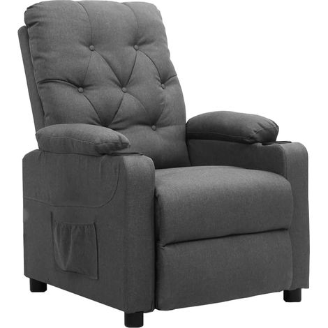 Fauteuil inclinable Fauteuil Relax - Fauteuil Salon Gris clair Tissu BV190378 - BonneVie (1/5)