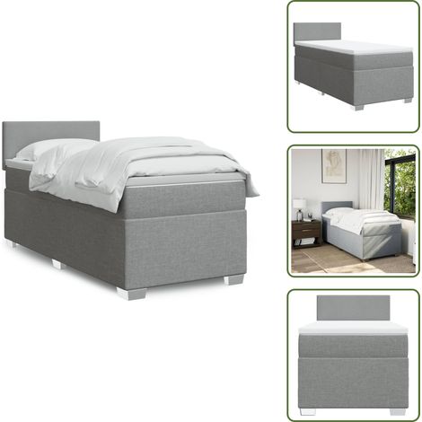 Boxspringbett mit Matratze Hellgrau 90x200 cm Stoff - Boxspringbett - Doppelbett - Bettgestell - Bettrahmen - Schlafsystem (1/5)