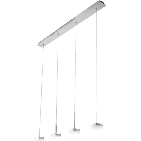 Lampada a sospensione Dunk 4 luci Fabas Luce - LED 32W dimmerabile - Alluminio Spazzolato Design lineare (1/4)