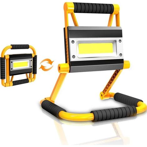 Projecteur LED Rechargeable Chantier 20W Projecteur LED Portable 4400mAh Lampe Chantier Lampe de Travail avec USB Lumières de Sécurité d'urgence 360 ° pour Garage,Chantier,Camping (1/5)