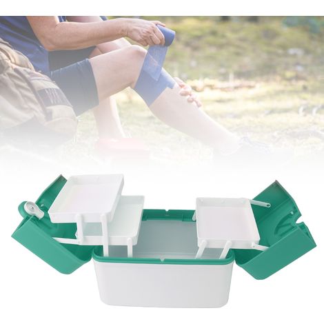 Boîte de Stockage Médical Boîte d'Organisation Équipements d'Urgence pour École Maison Maternel Vert PP 31.5x21.5x22cm (1/5)