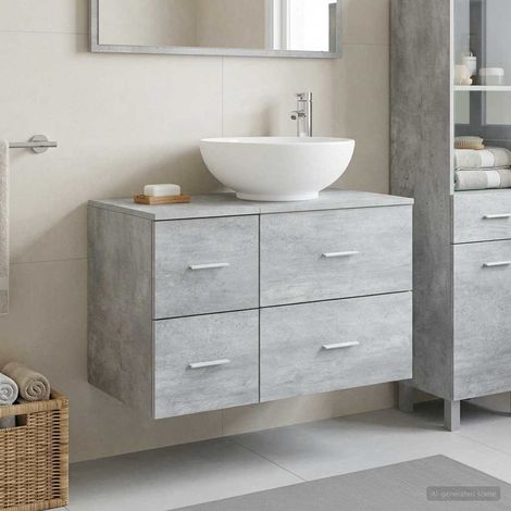 Beyamis Ensemble de meubles de salle de bain 2 pièces Gris béton (1/5)