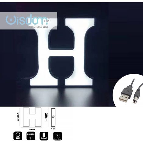 DECORAZIONE LUMINOSA LED A BATTERIA LETTERA H - IDEALE PER EVENTI COMPLEANNI E DECORAZIONI PER LA CASA