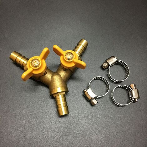 Lntyq Robinet à tournant sphérique de Tuyau 3/8" raccord en Laiton en Forme de Y 2 Interrupteur connecteur à 3 Voies (pour Tuyau ID 10mm-11mm)