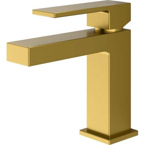 BERNSTEIN - Miscelatore lavabo in ottone dorato spazzolato, getto delicato e risparmio idrico - 3,4x14x14cm (LxAxP) - LAVOA	Oro spazzolato