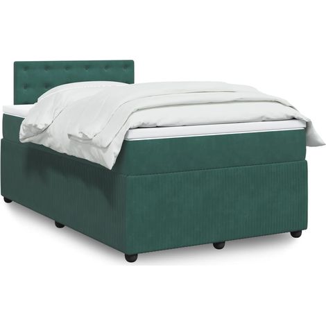 vidaXL Giroletto a Molle con Materasso Verde Scuro 120x190 cm Velluto (1/5)