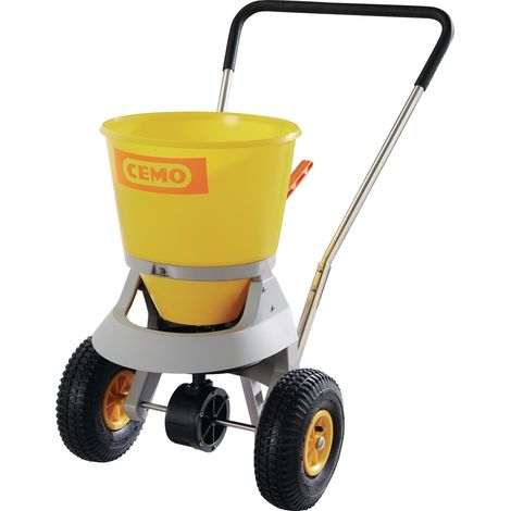 Carrello spargisale da 20 litri, ruote gialle, pneumatico, con regolatore di quantità di spargimento 1-4 m