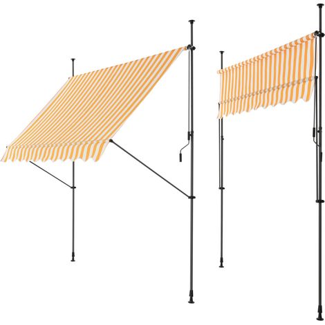 Tenda telescopica in acciaio poliestere 250 x 120 x 200-300 cm giallo bianco 030008328