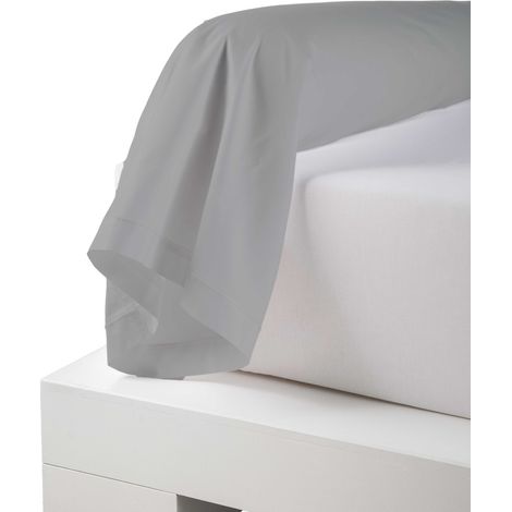 Taie de traversin percale de coton piquée unie Gris clair 86x190 cm