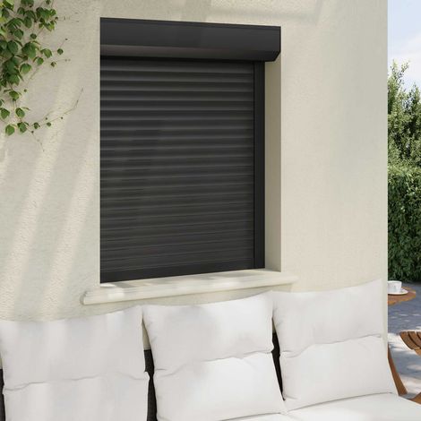 Rollladen Anthrazit 80 x 100 cm Aluminium und Polyurethan