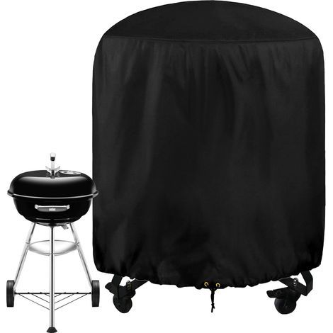 Housse de barbecue ronde, Ø24 x 28.5inches, imperméable, tissu Oxford 210D, avec cordon de serrage, housse de barbecue d'extérieur résistante aux UV, coupe-vent et indéchirable (1/5)