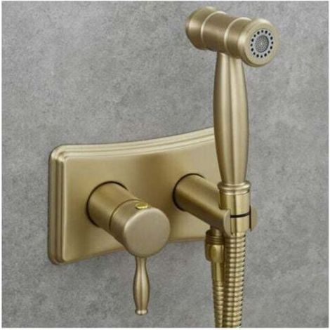 Wandmontierte Bidetdusche aus Messing – Verstärkter Edelstahlschlauch – Warm- und Kaltwasser – Einfache Aktivierung per Knopfdruck (1/4)