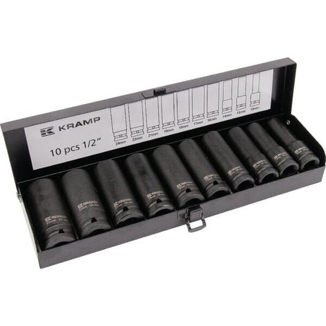 Serie bussole avv. a impulsi lunghe 1/2" 10 pezzi UNIVERSALE 1803924010P1KR