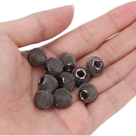 Perles métalliques creuses pour tresses et dreadlocks, extensions capillaires, lot de 10, couleur noir (1/5)