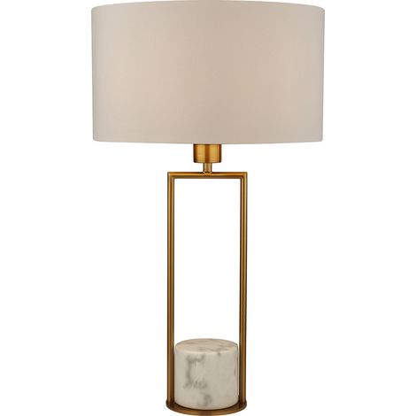 Lampada Da Scrivania Contemporanea Claire Metallo Oro Tessuto Bianco 1 Luce E27 (1/5)