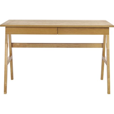 Design-Schreibtisch mit 2 Schubladen aus hellem Hevea-Holz L120 cm BROOK
