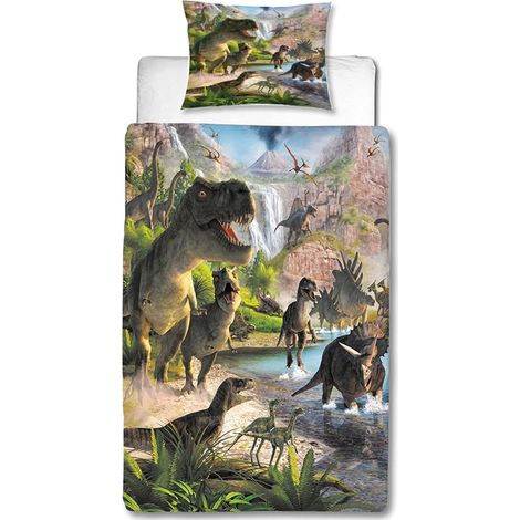 Housse de Couette Dinosaure 140x200cm Enfant Garçon Parure de Lit 1 Personne en Microfibre avec Fermeture Éclair 3D Motif Imprimé Cadeau Fête Anniversaire avec Taie d'oreiller(65x65cm)Modèle01 (1/5)