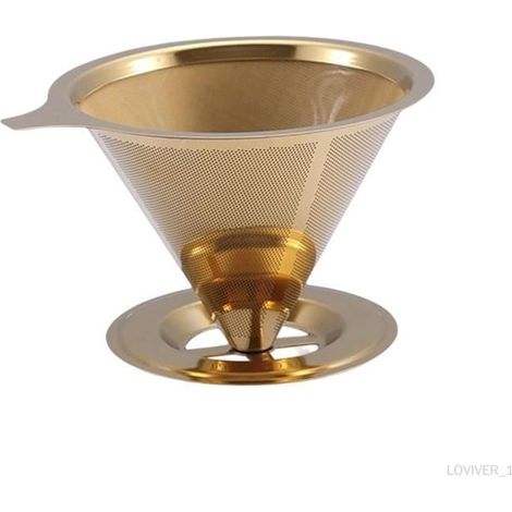 Kleiner goldener Edelstahl-Kaffeefilterkegel (papierlos) (1/4)