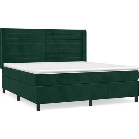 Maison Exclusive - Giroletto a Molle con Materasso Verde Scuro 160x200 cm Velluto (1/5)