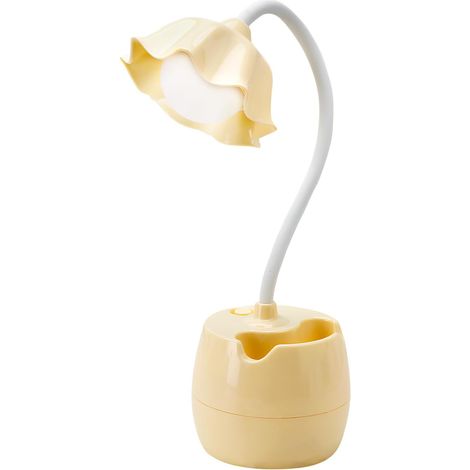 Kinderschreibtischlampe, wiederaufladbare USB-Schreibtischlampe mit Stifthalter, LED-Schreibtischlampe für Kinder, augenschonende Nachttischlampe (weiß)