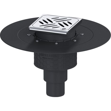 Siphon de sol Ecoguss avec bride adhésive DN 50, vertical, grille design