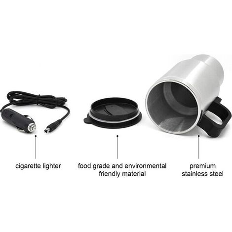 Voiture électrique Kettle en acier inoxydable dans la voiture Travel Thermose Chauffage Bouteille d'eau tasse avec indicateur Light Powed By Cigarette Light Charger Base For Tea Coffee Milk Thermos (1/3)