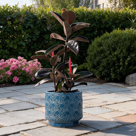 Pot de fleur en céramique bleu pour plantes grasses Ø24 cm (1/5)