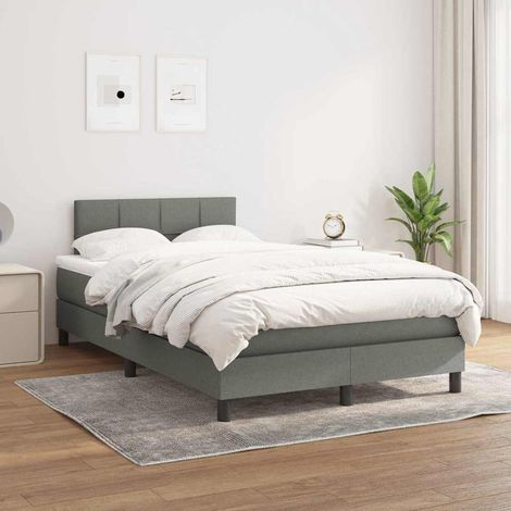 Lit Adulte Sommier et Matelas,Lit à sommier tapissier avec matelas Gris foncé 120x200cm Tissu -BVN62423 (1/5)