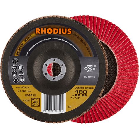 RHODIUS JUMBO SPEED, 10 Stück, 180 mm, Korn 40, Fächerschleifscheibe (1/2)